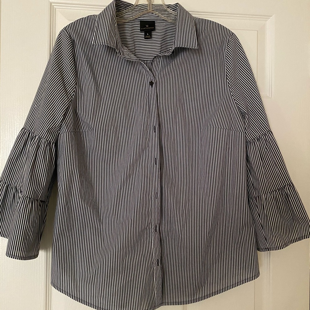 Blue and White striped Worthington blouse